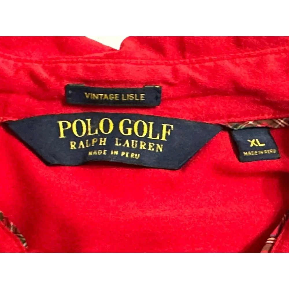 Polo Golf by Ralph Lauren Vintage Lisle 1890 Horse Logo 90's Polo Shirt‎ Red XL